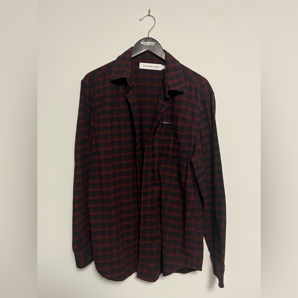 Calvin Klein Jeans - Men’s Red and Black Plaid/Flannel Shirt